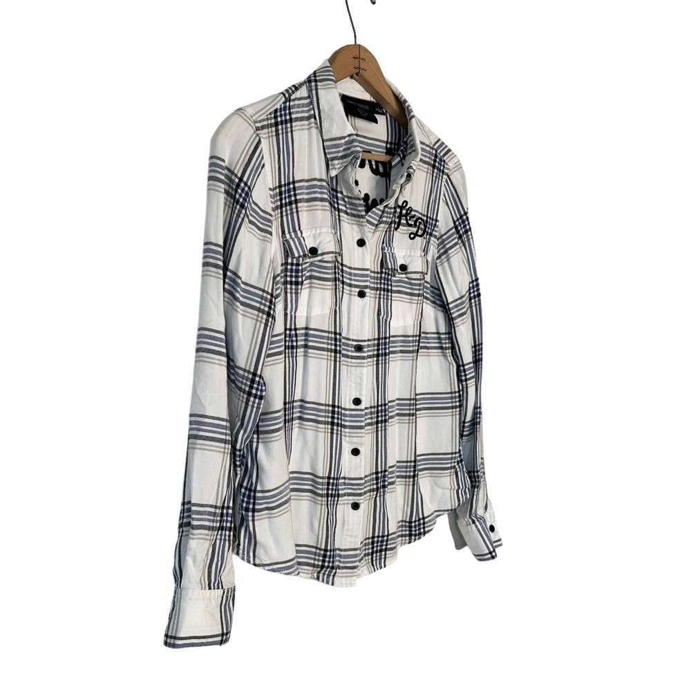 Harley Davidson | Women's Classic Racer Plaid Shirt Size Large - Picture 4 of 13